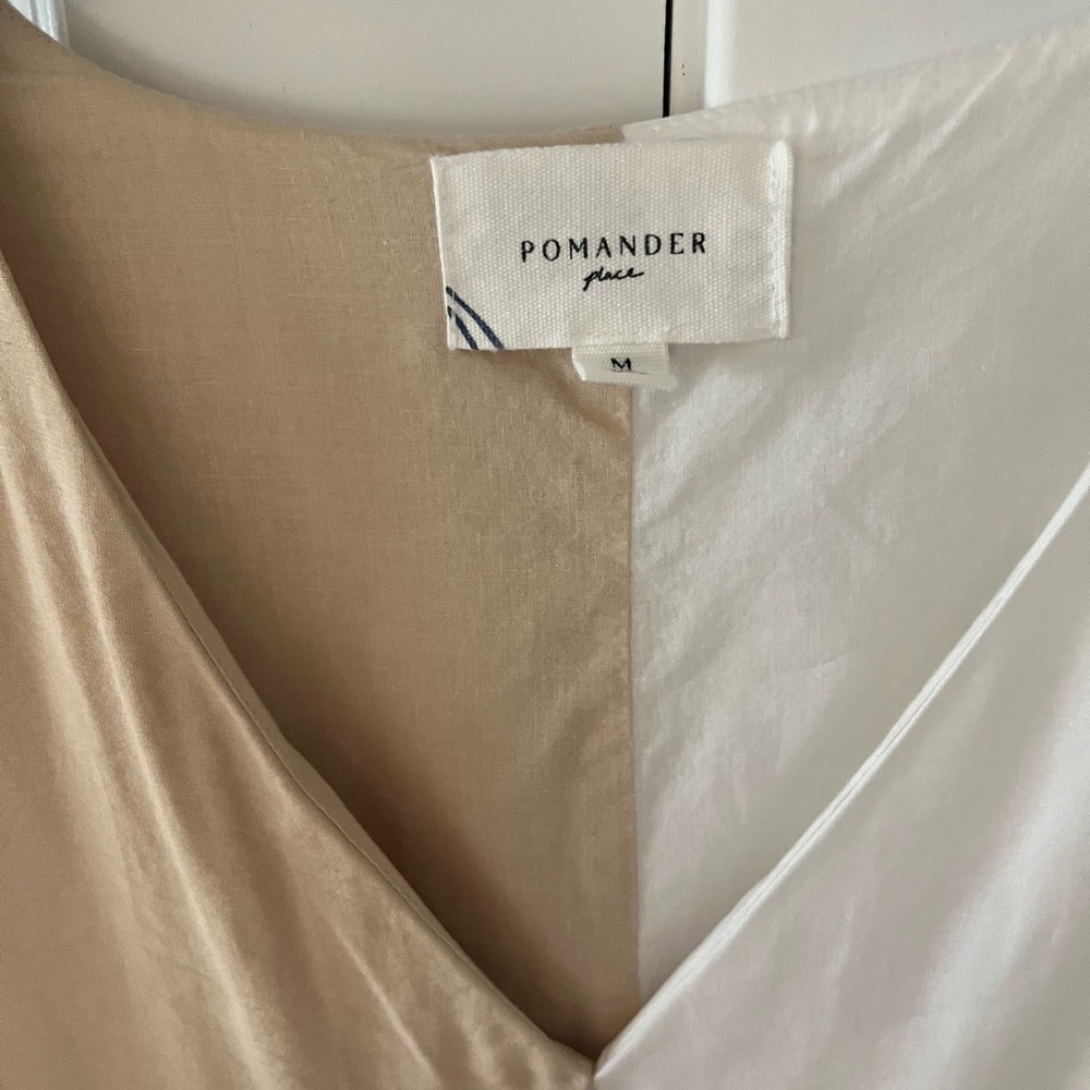 Tuckernuck Pomander Place Sallie Dress • White & Tan • Size M - Picture 3 of 6